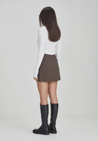 Womens Linen Blend Mini Skirt - Dust