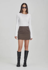 Womens Linen Blend Mini Skirt - Dust