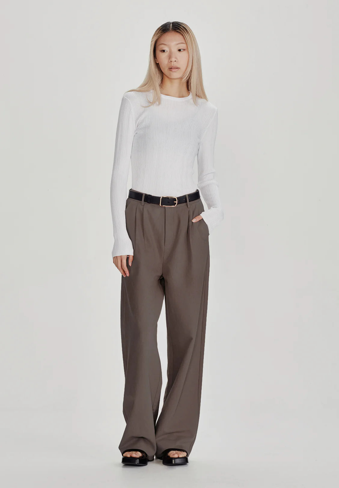 Womens Linen Blend Trouser - Dust