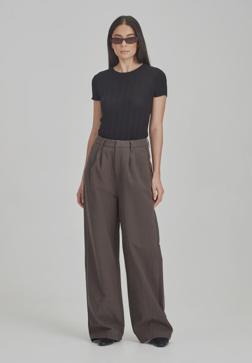 Womens Linen Blend Trouser - Dust