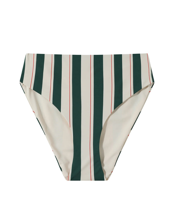 High-Rise Swim Brief - Bistro Stripe