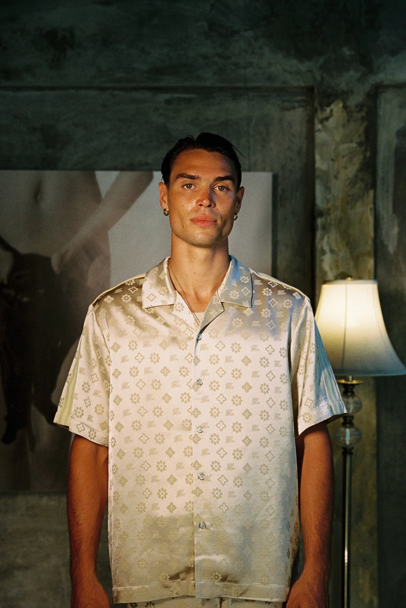 Jaquard Satin Resort Shirt - Sand