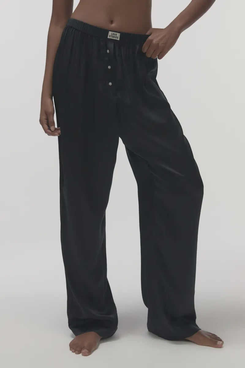 Theodore Silky Pyjama Pants - Black