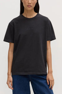 Womens Veiled Logo Short Sleeve Tee - Washed Black