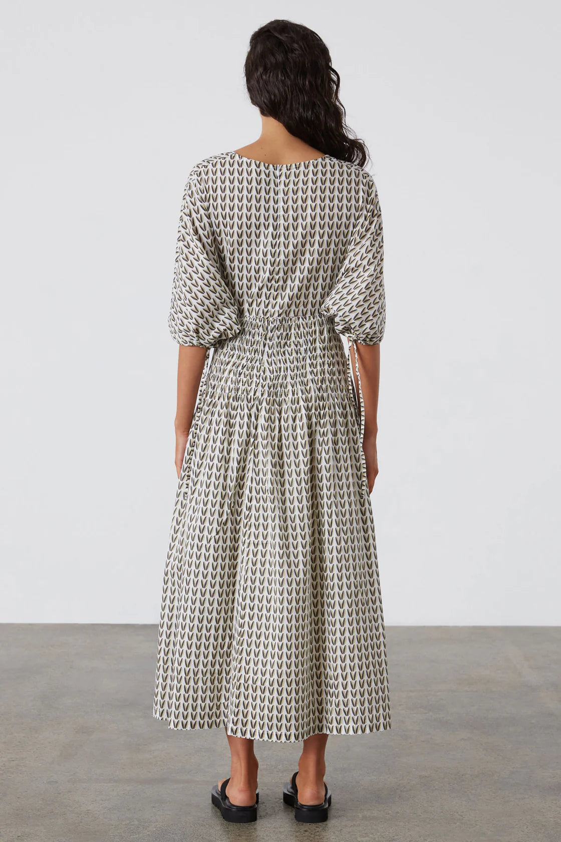 Rouched Organic Cotton Dress - Pecan