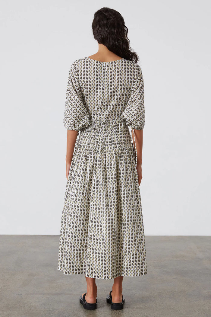 Rouched Organic Cotton Dress - Pecan