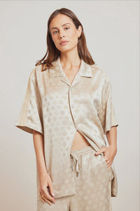 Jaquard Satin Resort Shirt - Sand